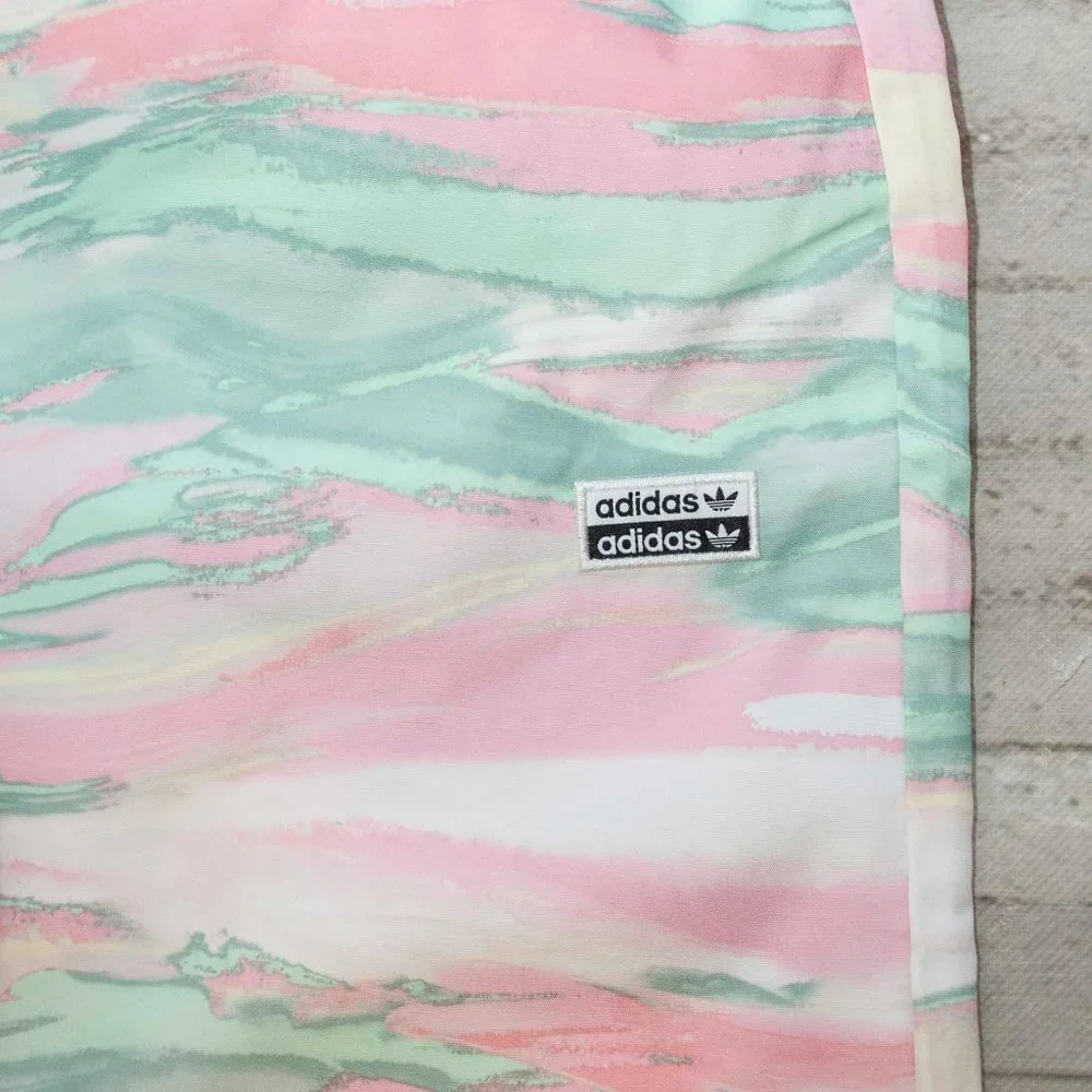 NWT adidas Relaxed Fit Multi-pink, green, cream Marble Dye Nylon Track P…